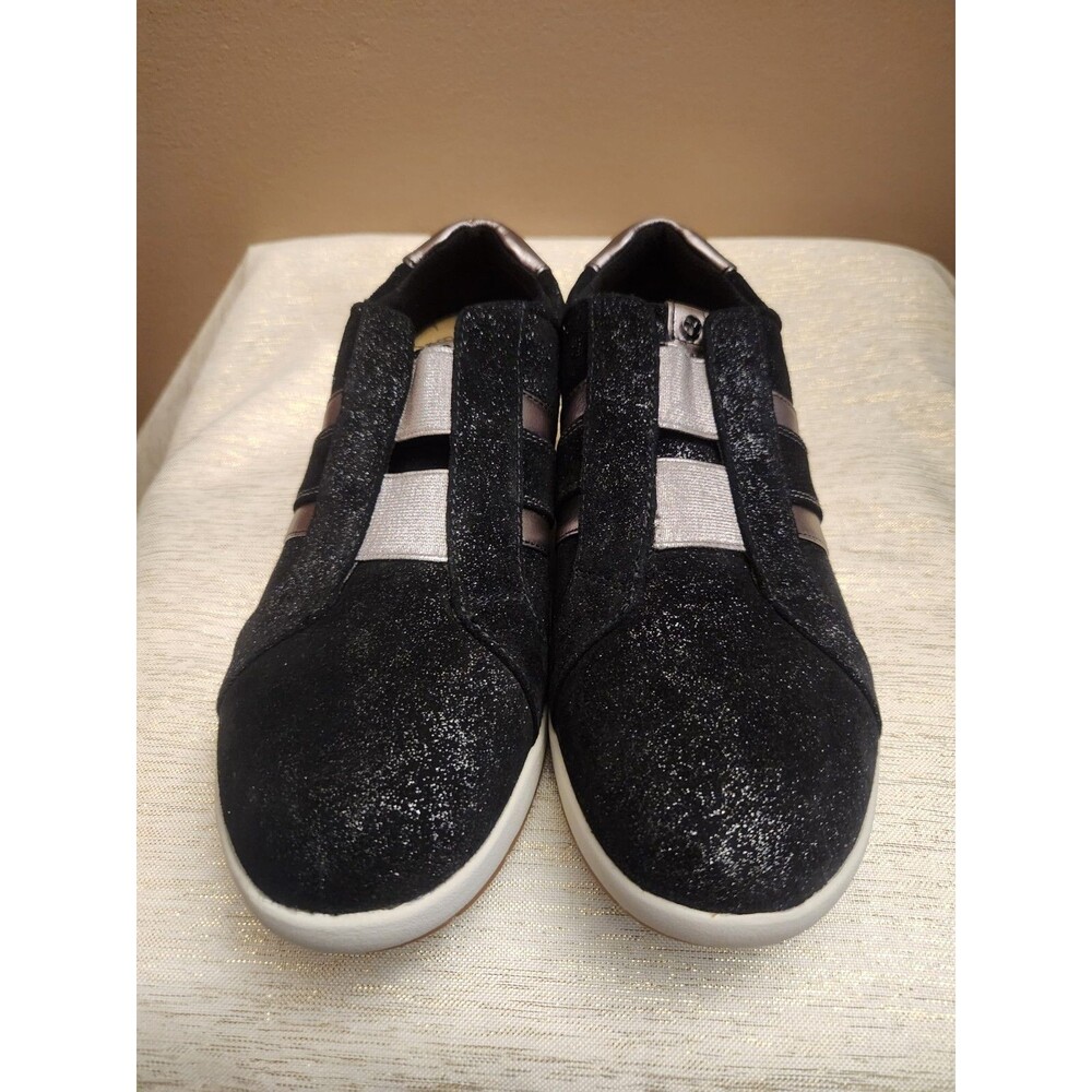 Revere Bruges Sneakers Midnight Slip On Size 12 Black Shimmer Suede Leather - Picture 3 of 7